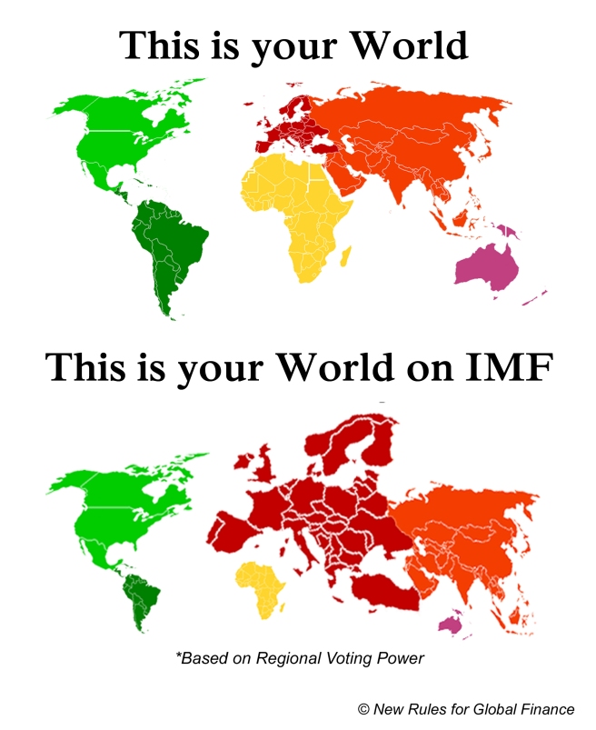 Graphic showing European countries hold disproportionate voting power in the IMF.